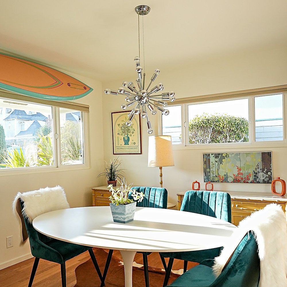 Coastal style dining room designed by Next Level Design
