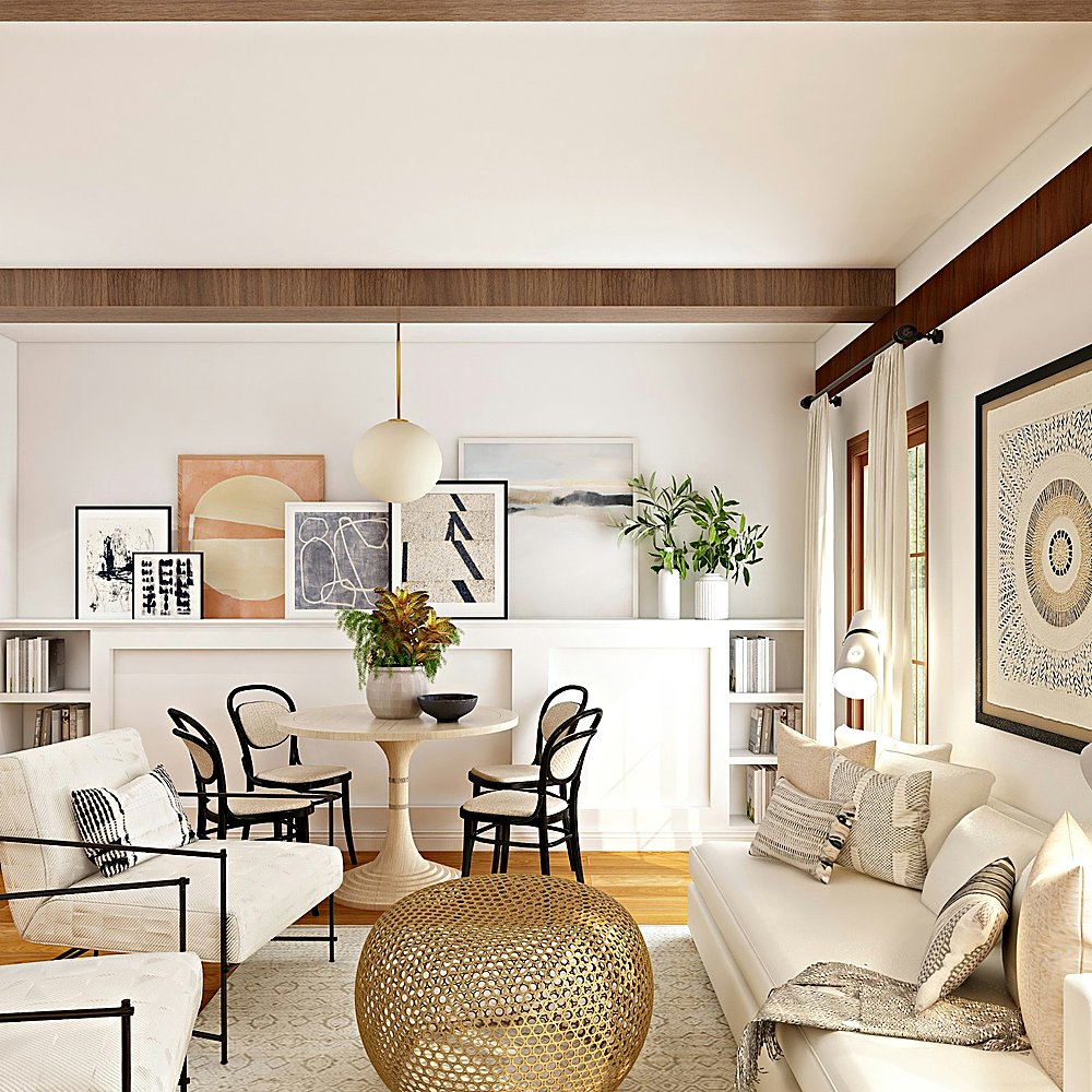Coastal style living room designed by Next Level Design