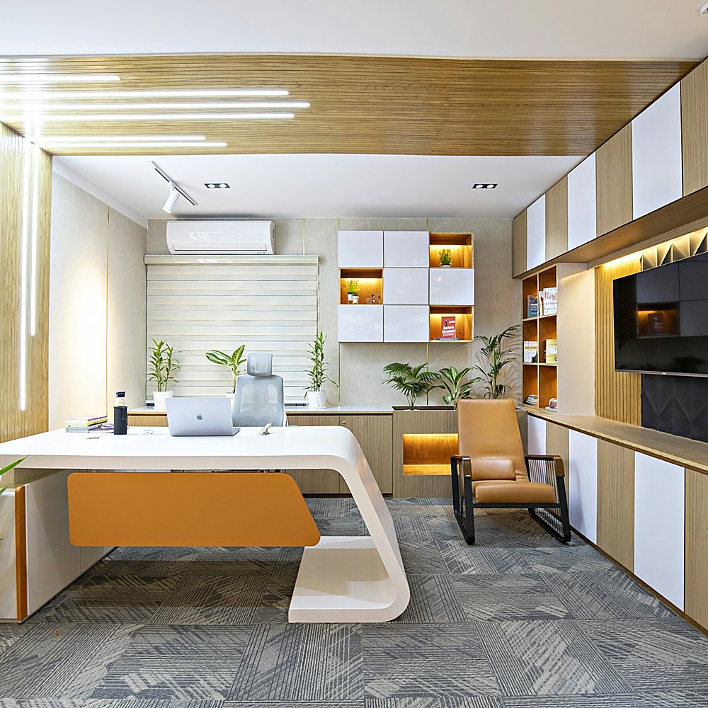 Coastal style office designed by Next Level Design